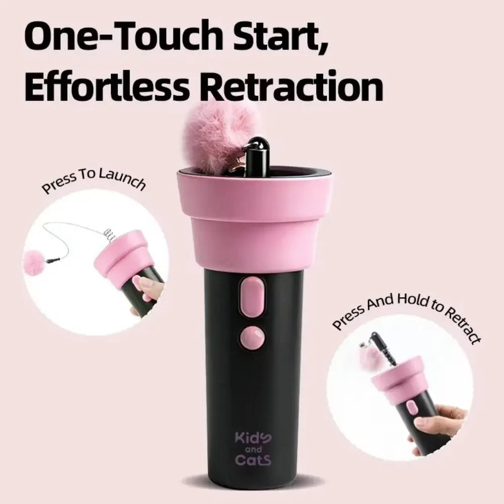 One Click Retractable Electric Cat Teaser Wand
